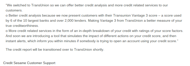 Credit Sesame Switching to Transunion - Doctor Of Credit