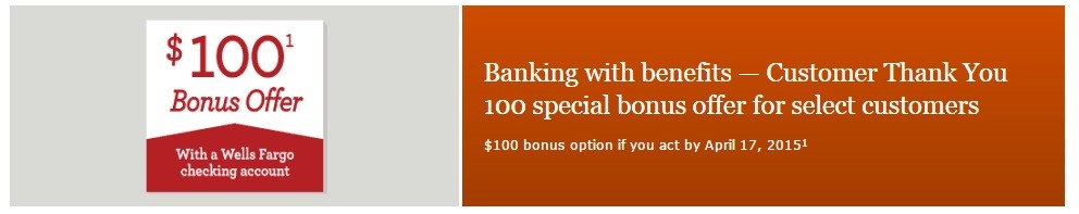 wells fargo $100 checking bonus