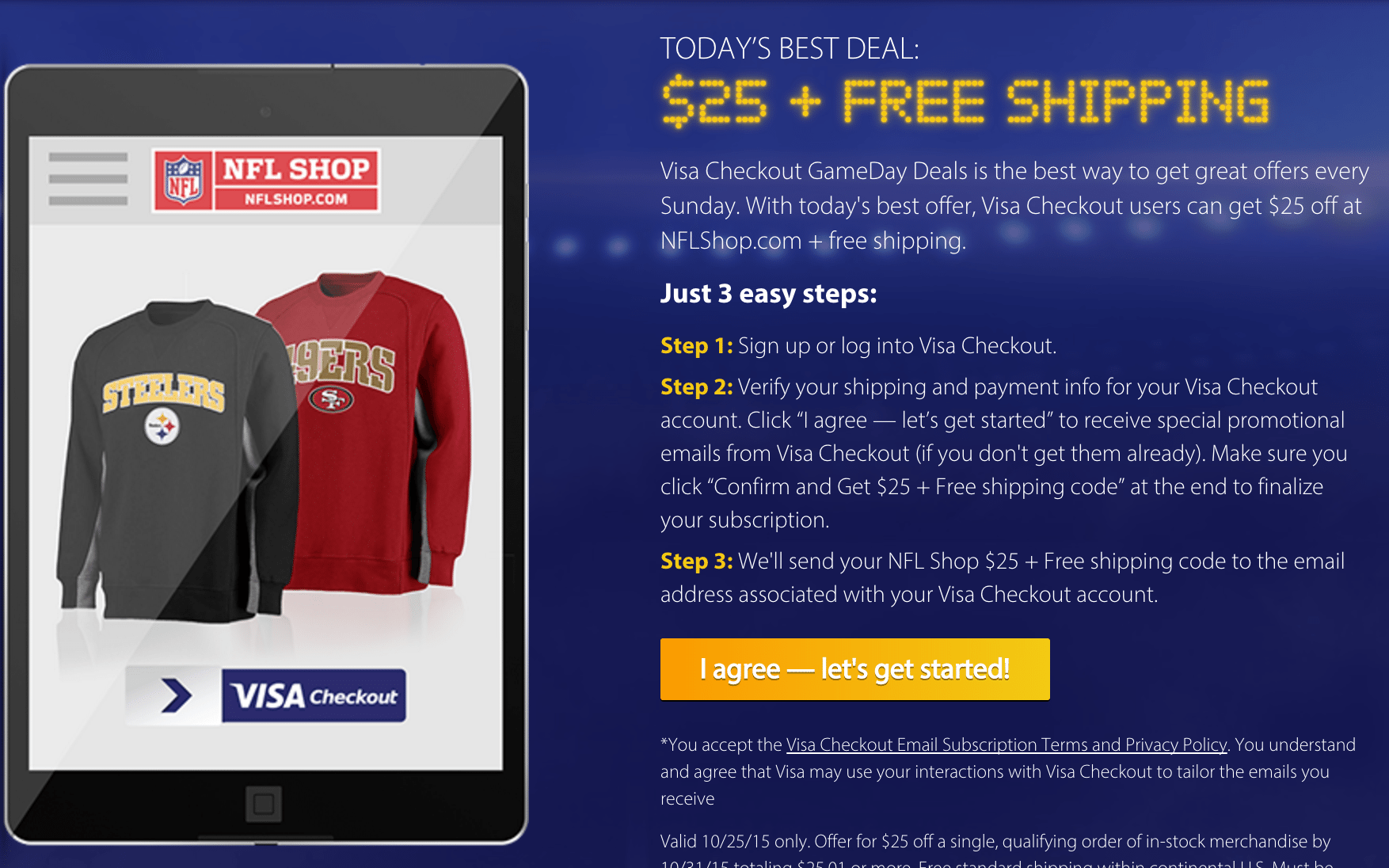 Free $25 at NFL Shops with Visa Checkout, Today Only - Doctor Of Credit