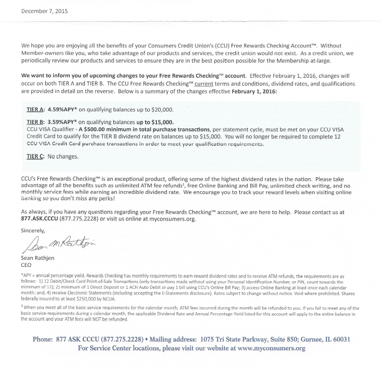 Consumers Credit Union Decreasing The APY On Their High Interest ...