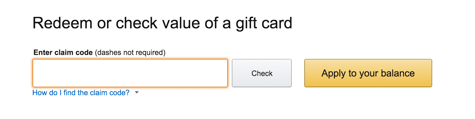Gift Card Balance Check and Redeem