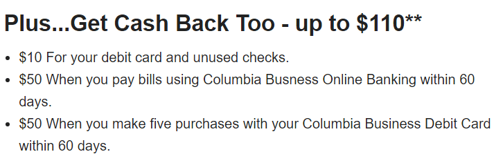 columbia business checking