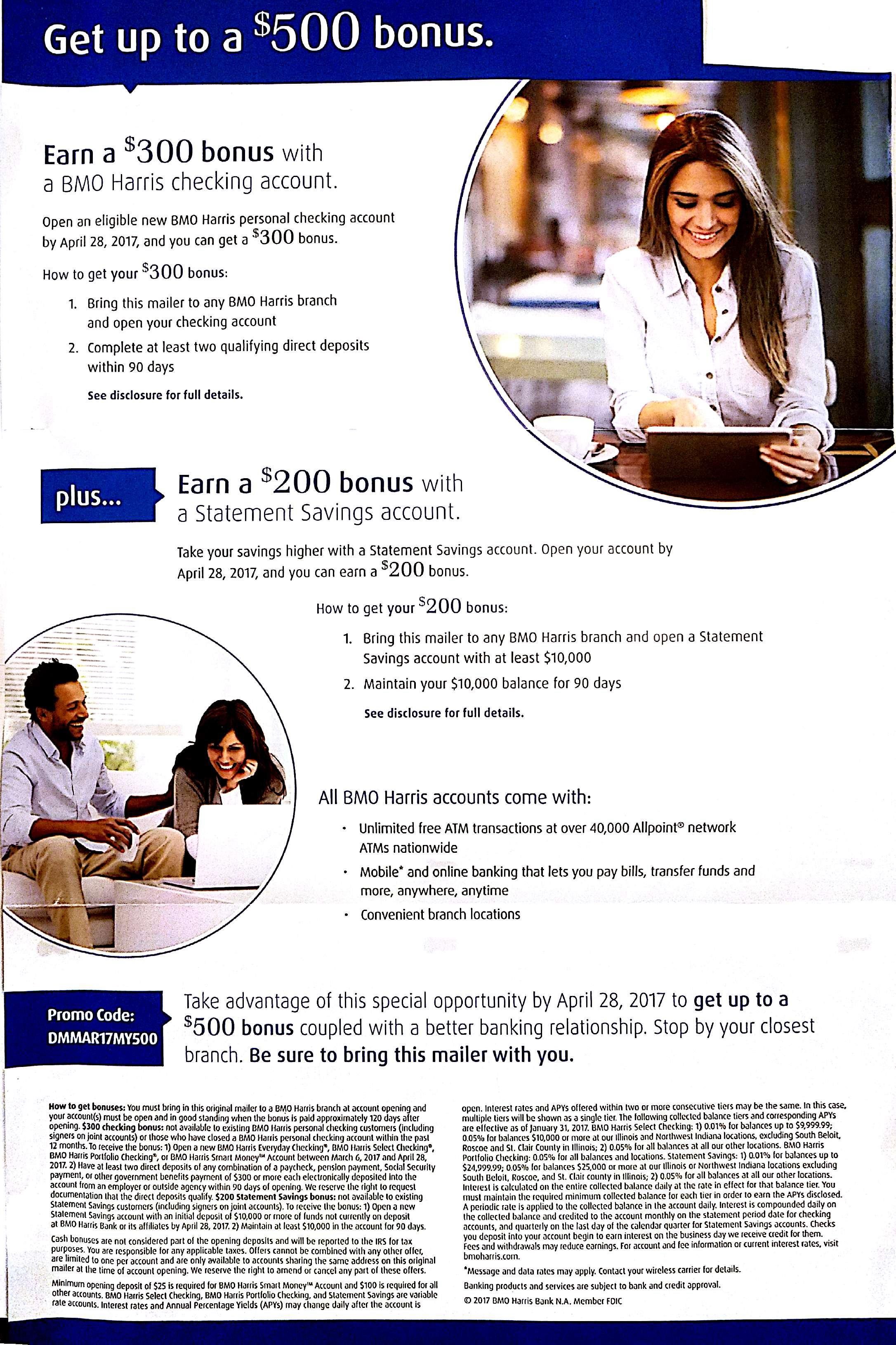 bmo harris $300 bonus