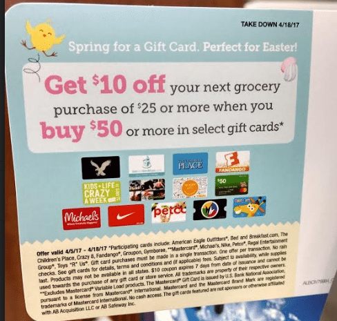 Safeway/Vons/Shaw's: $10 Off $25 When You Purchase $50 Or More In Gift ...