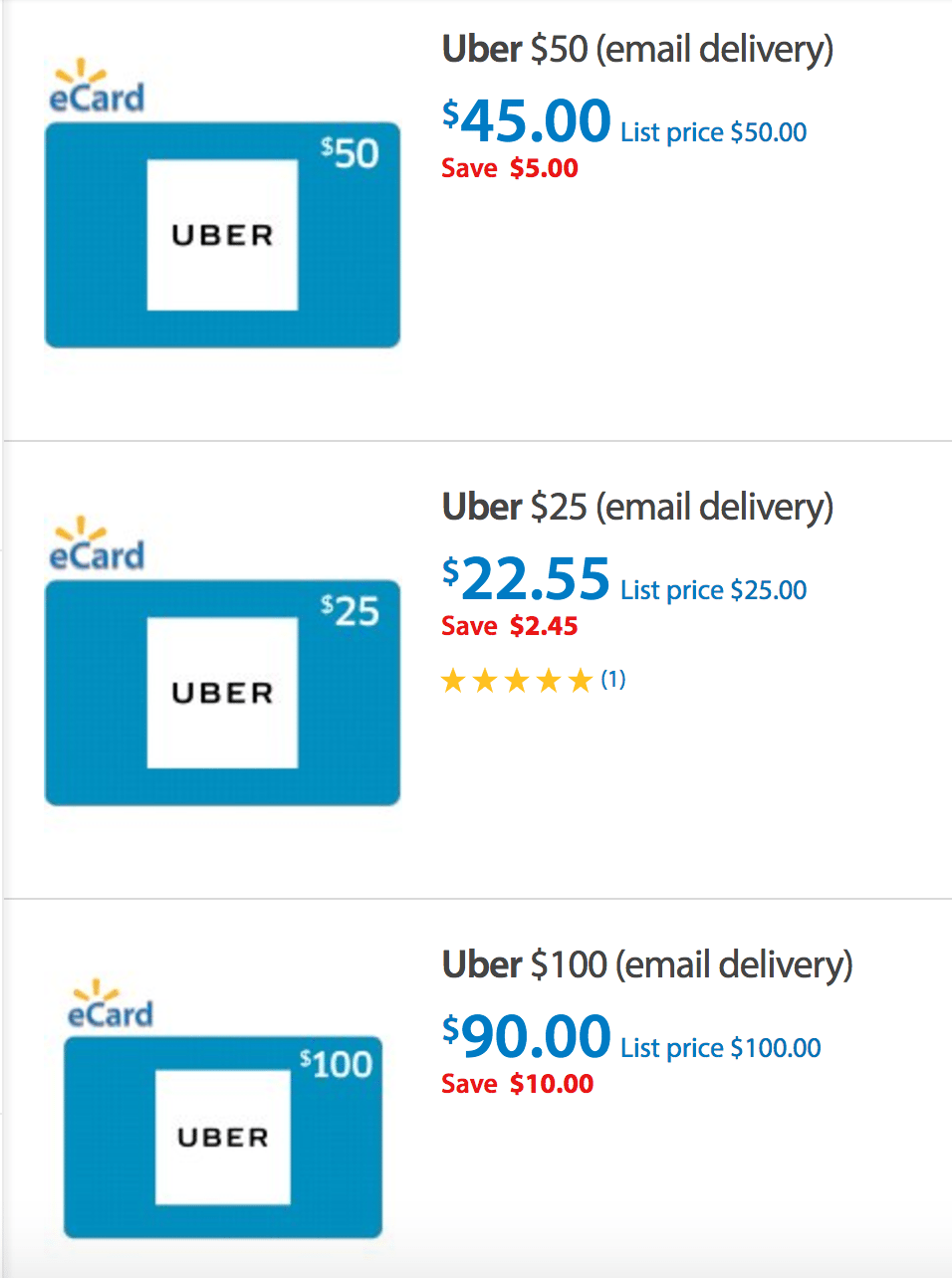 Uber - $100 E-Gift Card