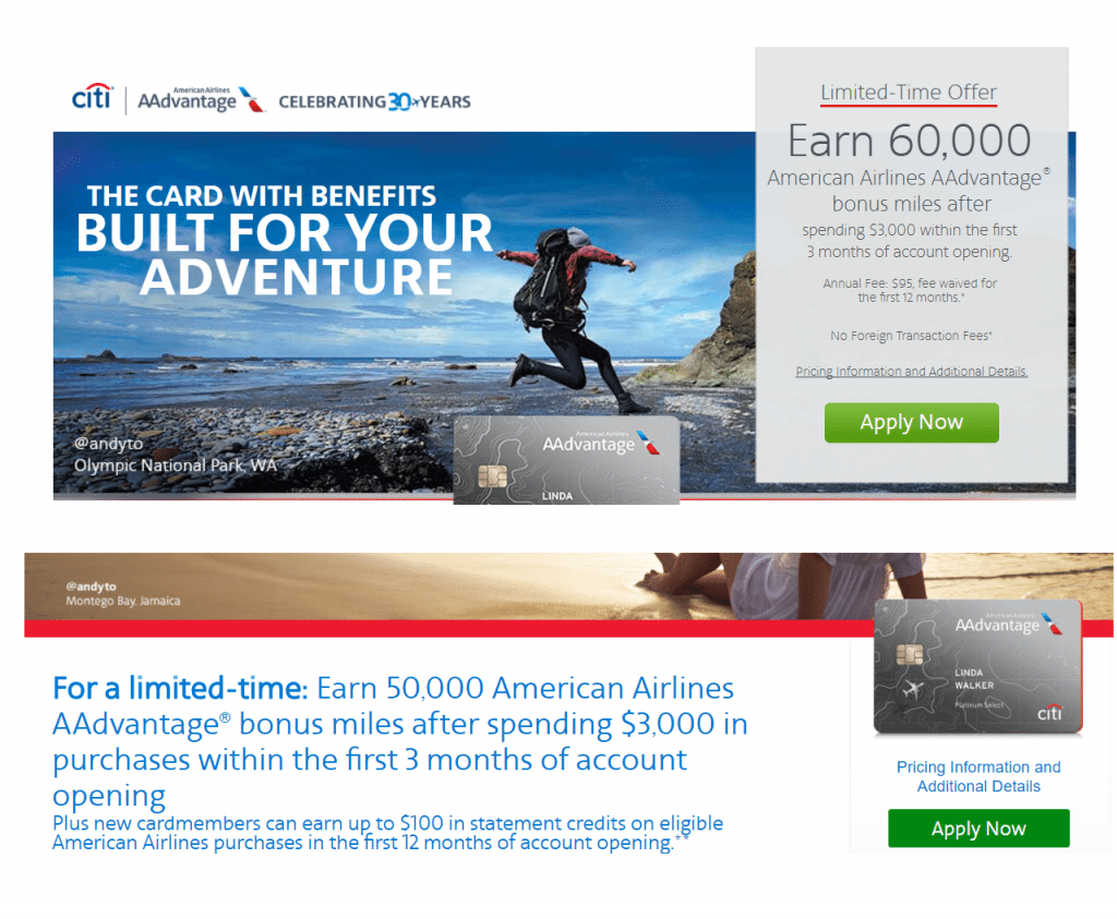 Citi American Airlines 60,000 Mile & 50,000 Mile + $100 Statement ...