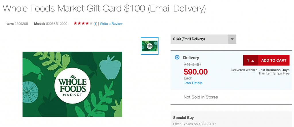 [OOS] Staples.com: $100 Whole Foods Digital Gift Card for $90 - Doctor ...