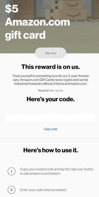 [YMMV] Verizon: Free $5 Amazon Giftcard - Doctor Of Credit