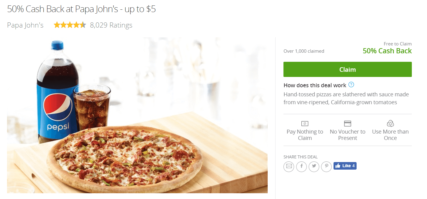 Groupon Card-Link: 50% Cash Back At Papa John's (Up To $5 ...