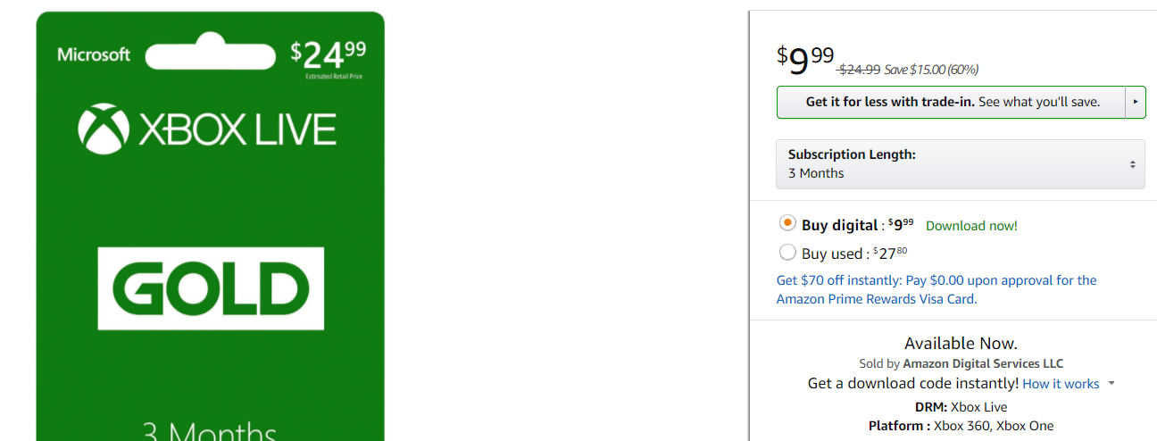 amazon xbox gold