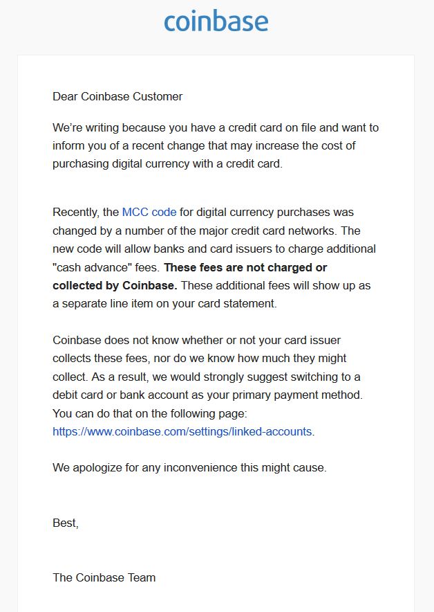 Cryptocurrency Exchange Coinbase Warns Users Of Cash Advance Fees Due To Mcc Changes Doctor Of Credit - roblox debit card declined