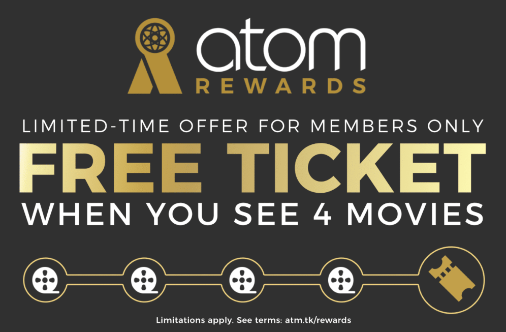 Atom Tickets Launches Loyalty Program See Four Movies & Get One Free