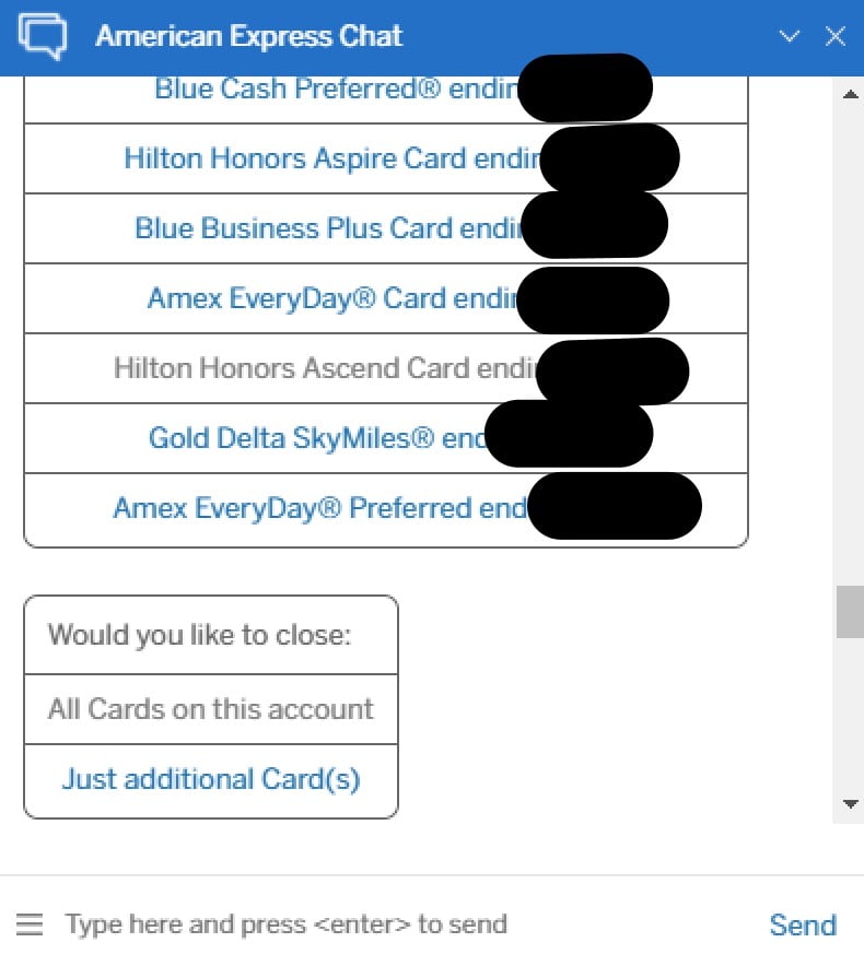 Amex Makes it Easy to Close Out Cards or Authorized Users via Automated  Chat - Doctor Of Credit