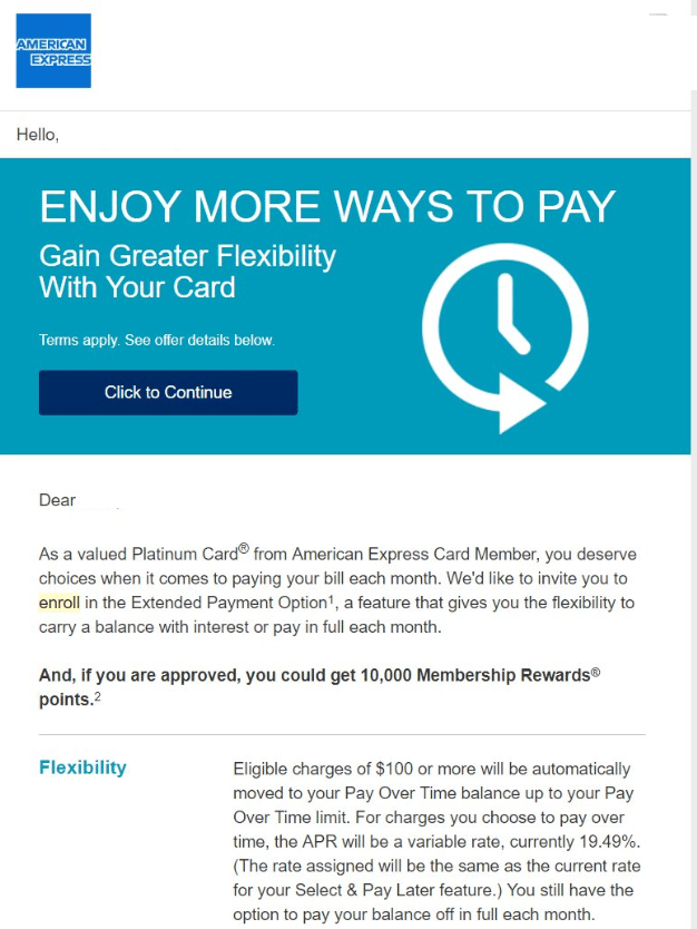 Targeted] 20,000 Membership Rewards Points For Enrolling In Pay Over Time -  Doctor Of Credit