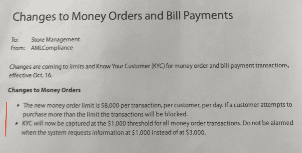 Walmart money store center money order