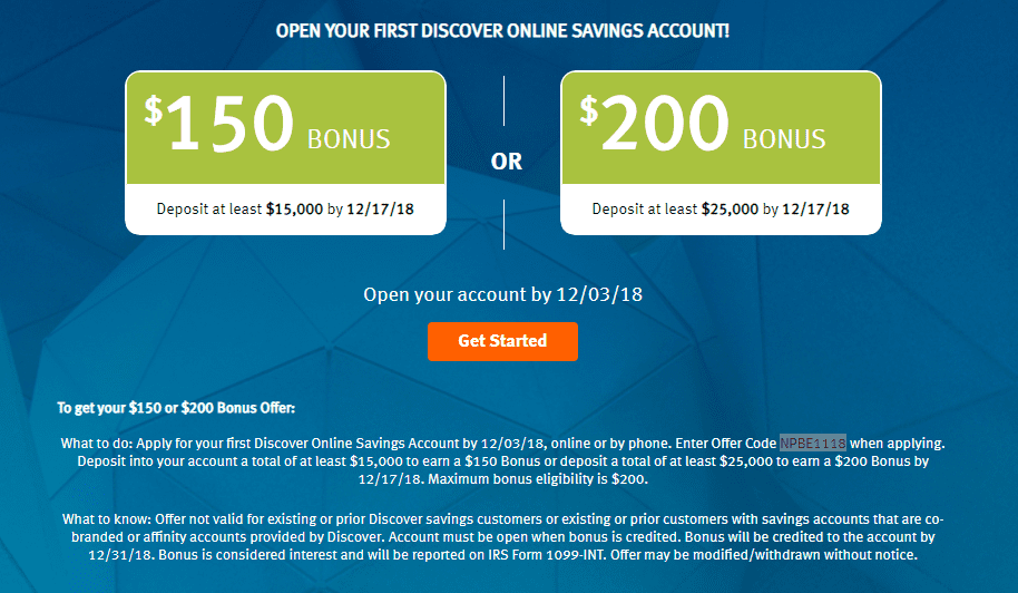 Discover Savings Account Bonus 2018 Get 150 Or 200