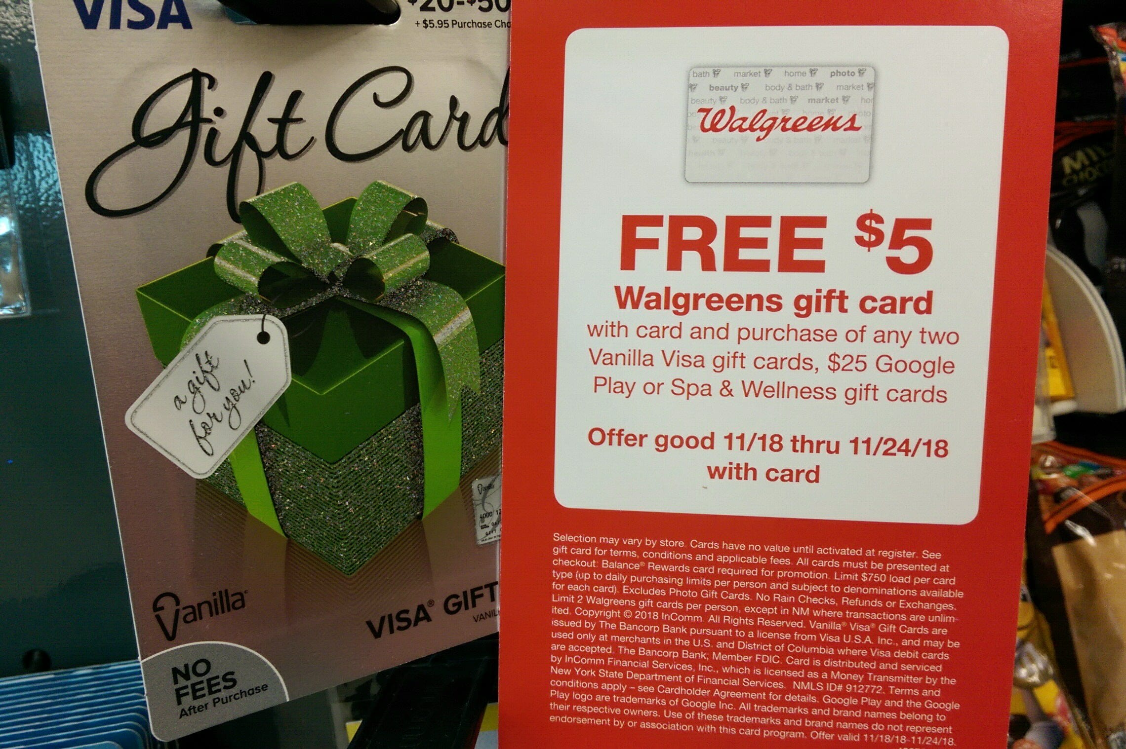 11 18 11 24 Get 5 Walgreen S Gift Card With Purchase Of Two Vanilla Visa Gift Cards Doctor Of Credit