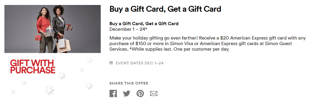 Expired Ymmv Simon Malls Purchase 150 In American Express Visa Giftcards Get 20 American Express Giftcard Third Party Giftcard 12 1 12 24 One Per Day Doctor Of Credit - how to use a visa gift card to buy robux