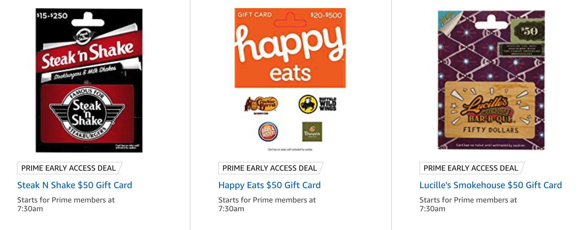 [Expired] Amazon Save on Happy Eats, Steak N Shake, Lucille's