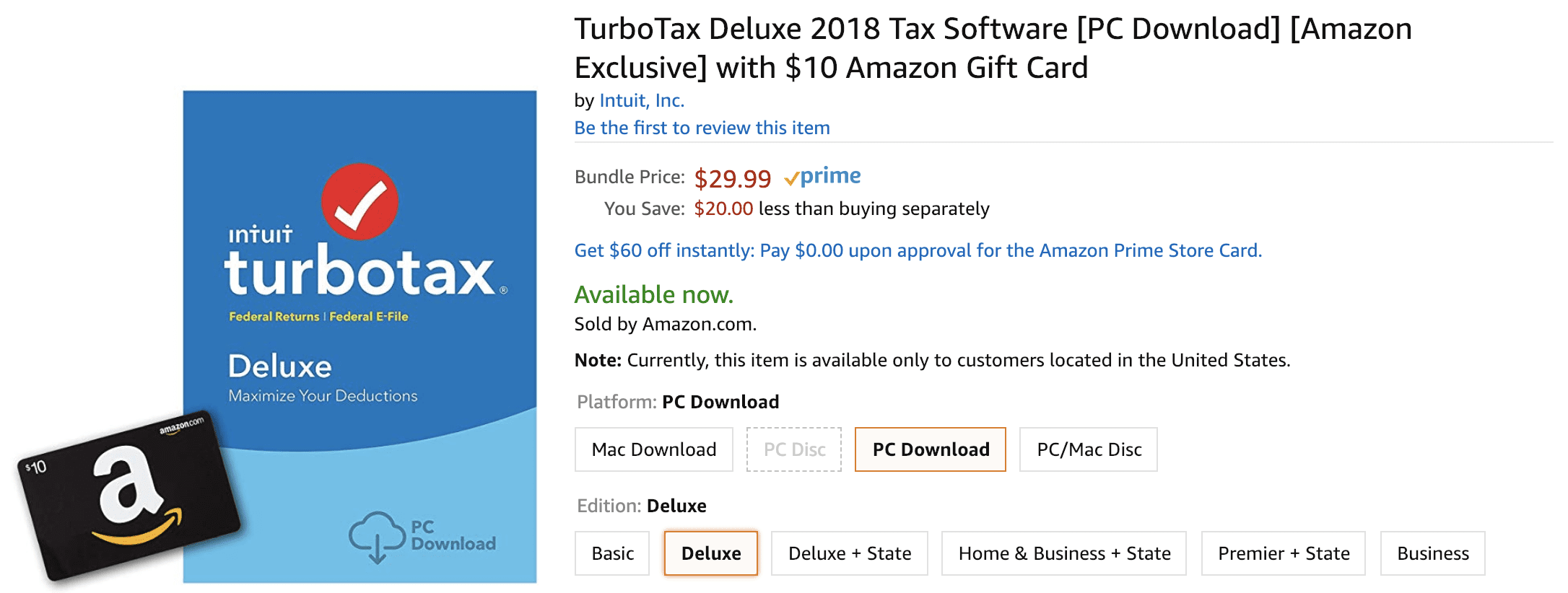 turbotax deluxe 2018 download for windows