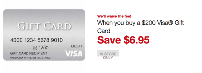 Visa $200 Gift Card (plus $6.95 Purchase Fee)