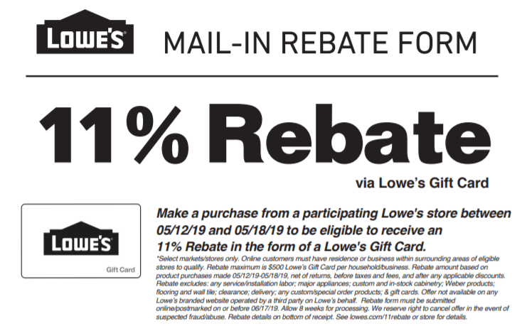 Mail In Rebate Offers Lowes