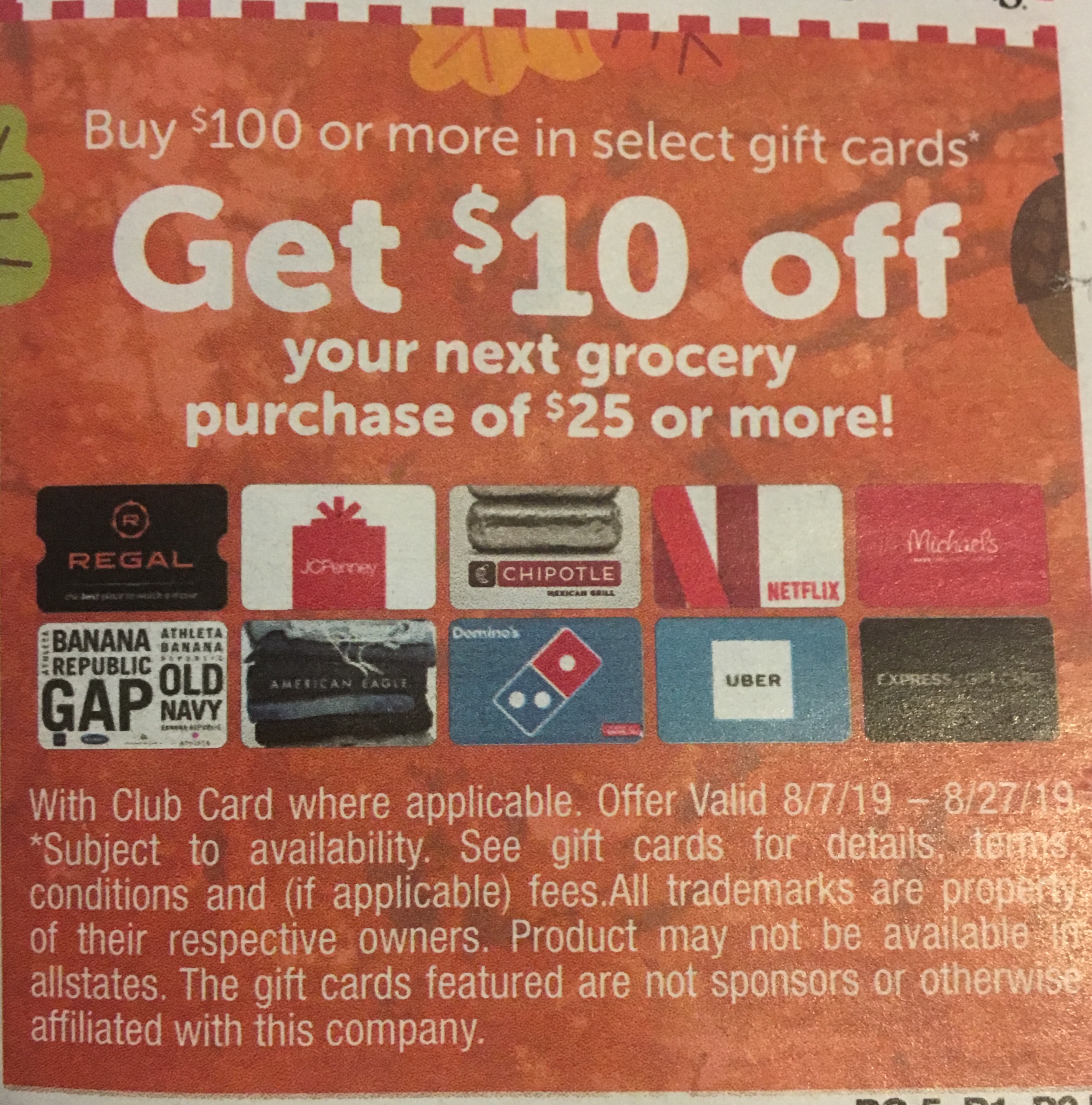 [Expired] Safeway: Get $10 Off When You Spend $100+ In Select Giftcards ...