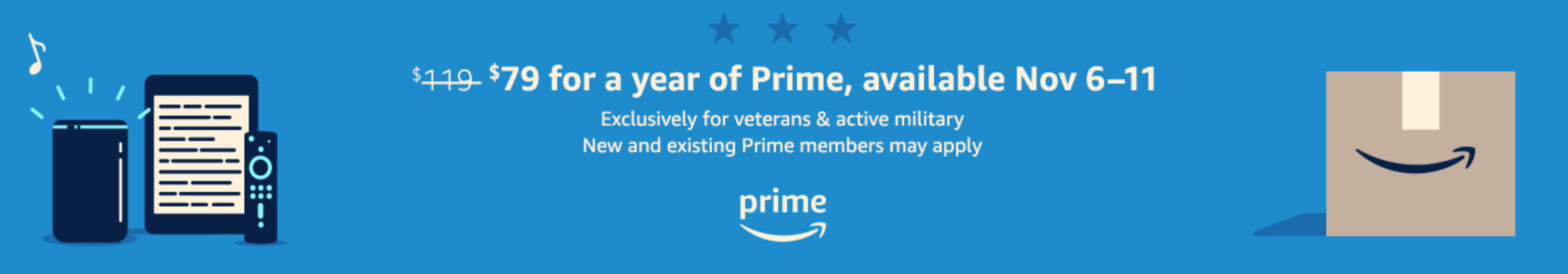 [Expired] Amazon Prime Membership 40 Discount for Veteran's & Active