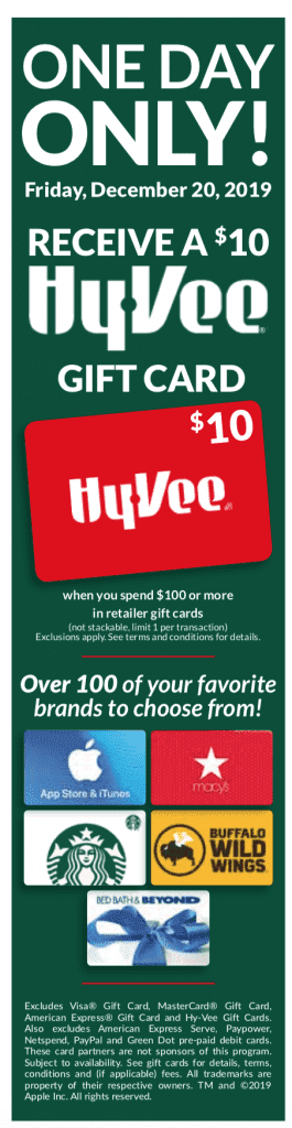 [Expired] Hy-Vee: Get $10 Gift Card with $100 Third-Party Gift Card ...