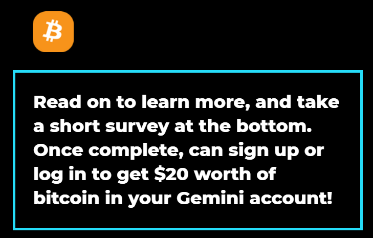 gemini free bitcoin