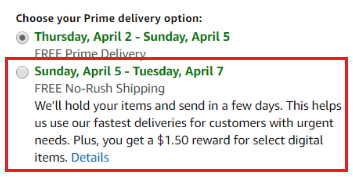 Amazon Offering $3 Digital Credit For No Rush Shipping - Doctor Of Credit