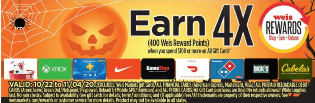 [Expired] Weis Markets: 4x Fuel Points On Third-Party Gift Cards ...