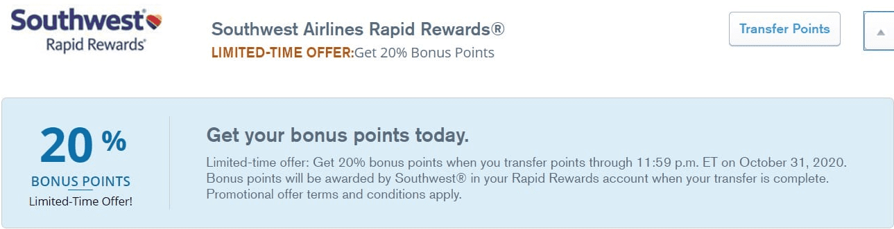 [Expired] Chase Ultimate Rewards: 20% Transfer Bonus To Southwest Rapid ...