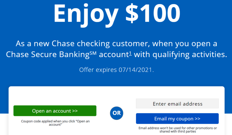 [Expired] Chase Secure Banking $100 Checking Bonus - Doctor Of Credit