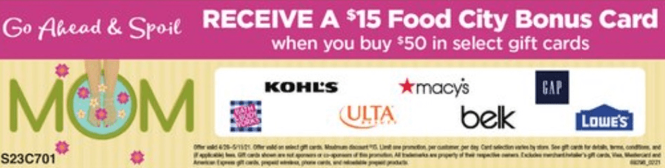 Expired Food City Purchase 50 Giftcard Get 15 Bonus Card Lowe S Macy S More Doctor Of Credit