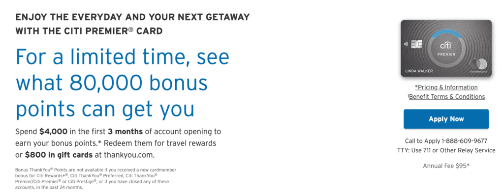 [Expired] [Ending Soon] Citi Premier 80,000 Points Signup Bonus ...