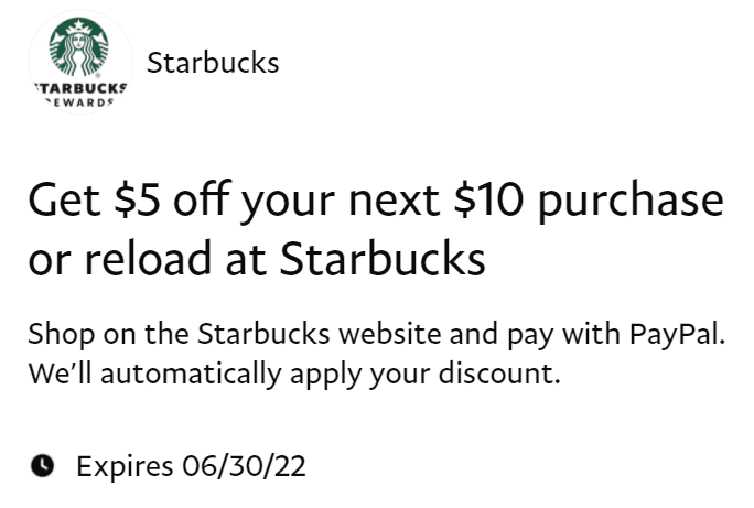 [Expired] PayPal: Starbucks Reload $10+ & Get $5 Off - Doctor Of Credit