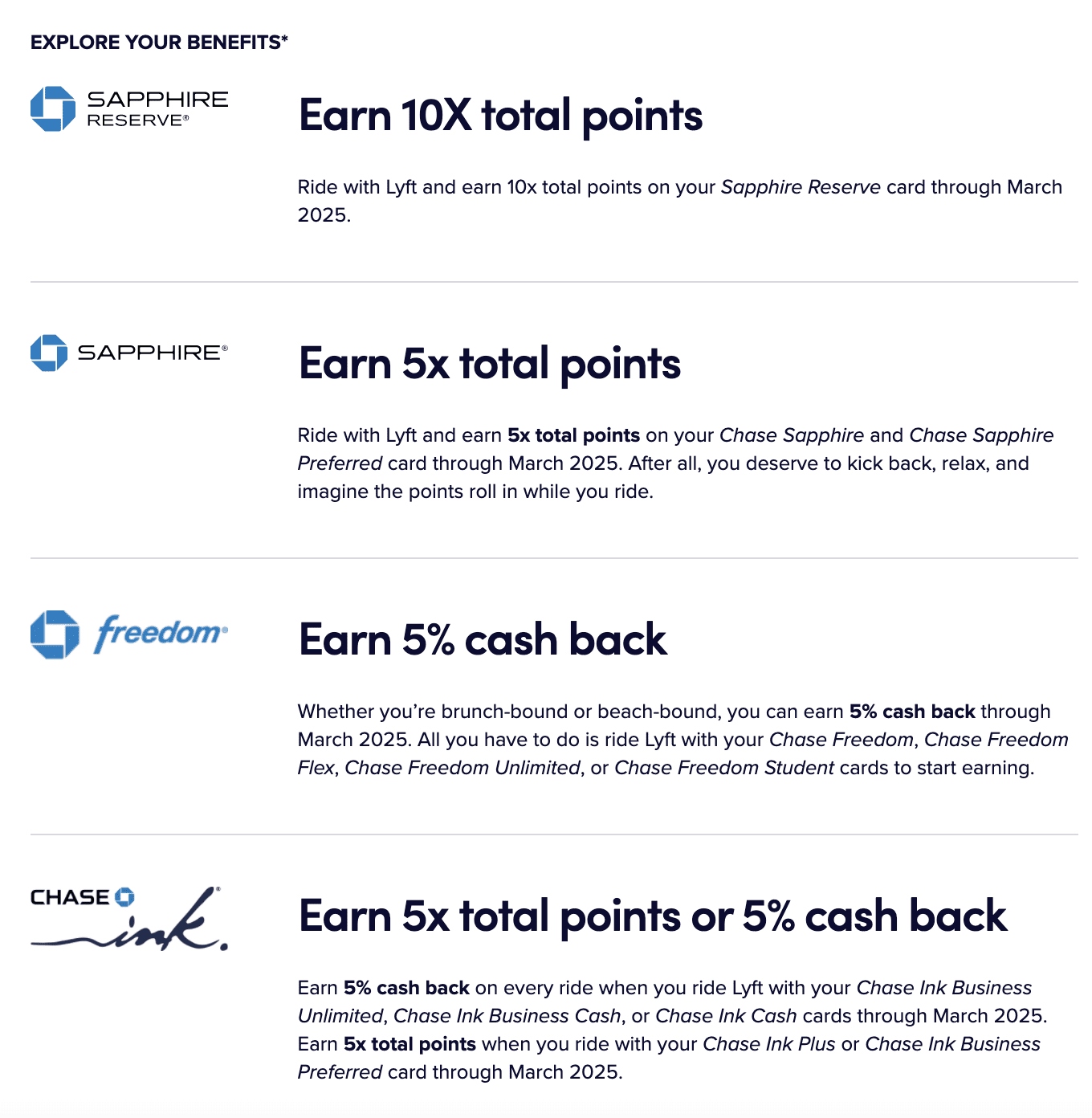 [Extended until 2025] Chase Cards Will Receive 5x or 10x on All Lyft