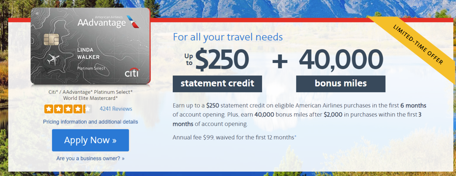 Citi / AAdvantage Platinum Select World Elite MasterCard – 40,000 Miles ...