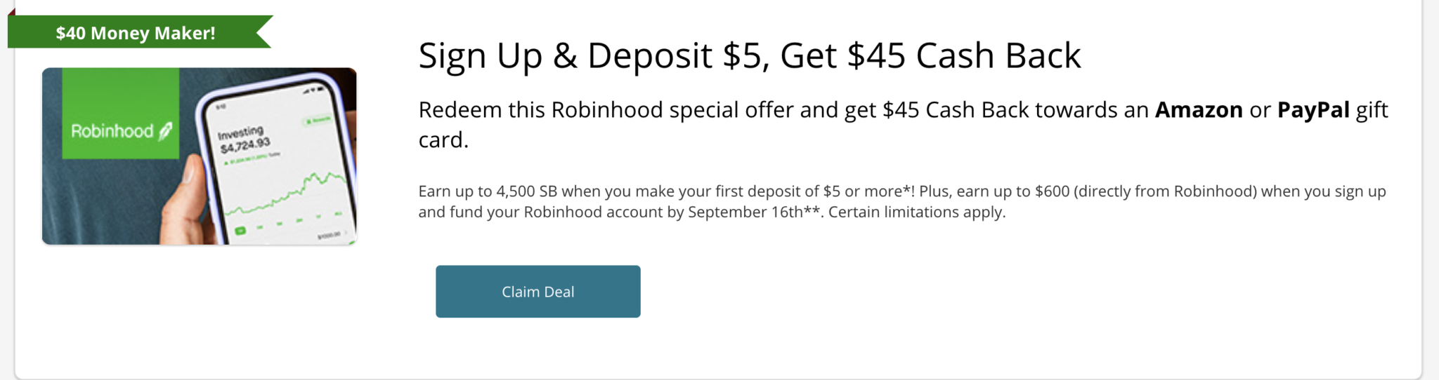 [Expired] Swagbucks/MP Signup For Robinhood, Get 45/52 + Free Stock