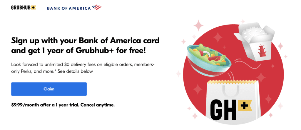 Free GrubHub+ with Prime membership benefit