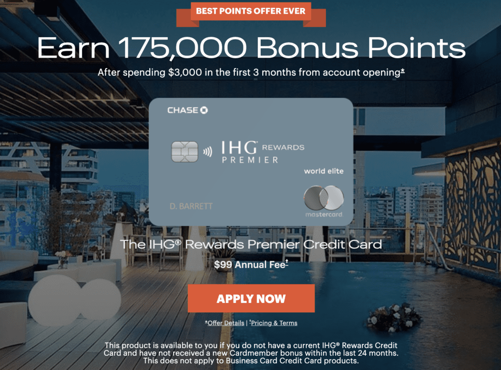 Expired) Chase IHG Rewards Premier Card 175,000 Points Signup Bonus -  Doctor Of Credit