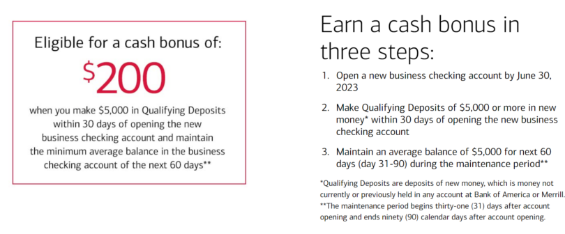 bank of america business checking minimum opening deposit