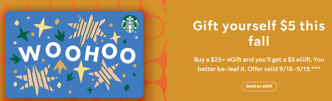 FREE $5 Starbucks Gift Card with $25 Purchase!