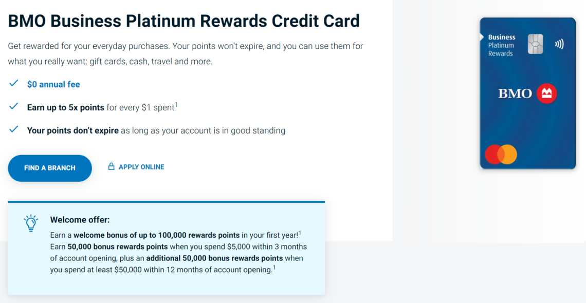 BMO Business Platinum Rewards Credit Card - Up To 100,000 Points ...